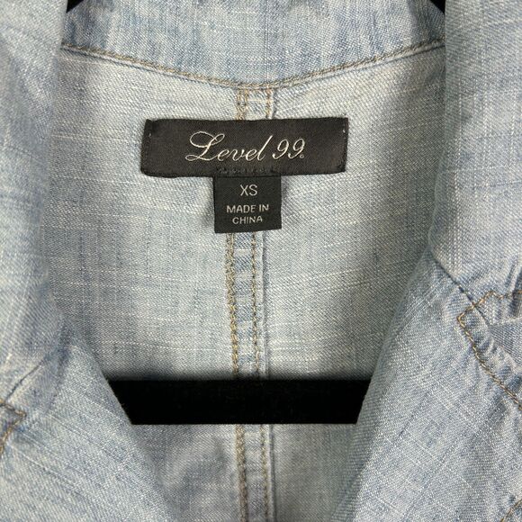 Level 99 Anthropologie Blue Chambray Linen Shirt Dress Sleeveless Button Down XS - Picture 5 of 11